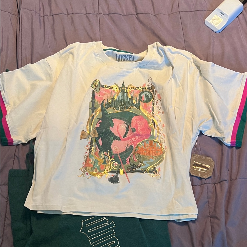 Wicked Graphic Tee and Green Pants Set - Picture 4 of 9
